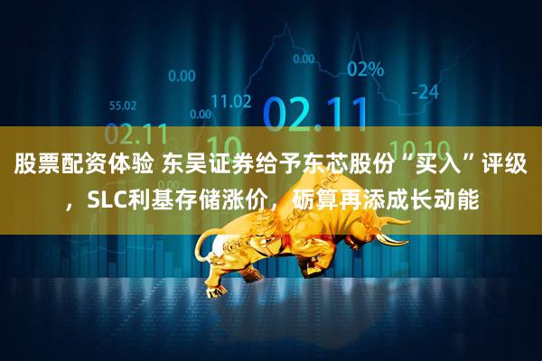 股票配资体验 东吴证券给予东芯股份“买入”评级，SLC利基存储涨价，砺算再添成长动能